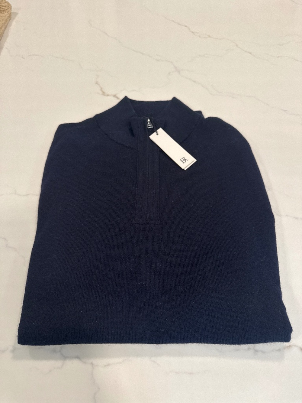 Banana Republic Raoul Italian Merino Wool Quarter Zip Sweater Navy Men’s M